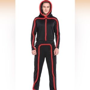 Black Tracksuit with Red Accents